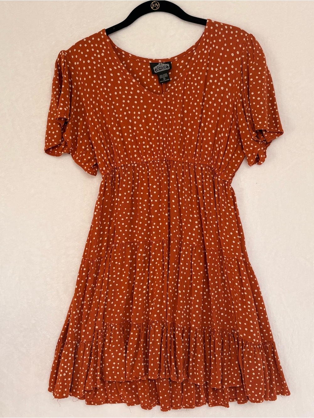 🧡 Angie Deep Orange Polka Dot Mini Dress – Size Small